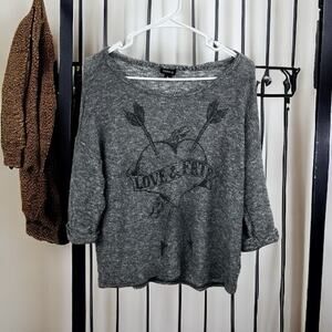 Torrid Womens large Grey 3/4 sleeves Love and Fate Lightweight Sweater